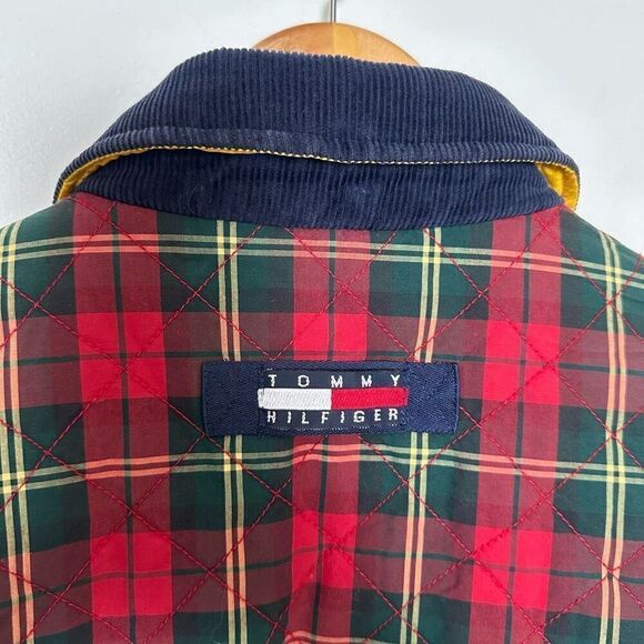 Tommy Hilfiger 1990’s Quilted Heritage Plaid Snap Button Down Corduroy Collar Ny - Picture 7 of 15